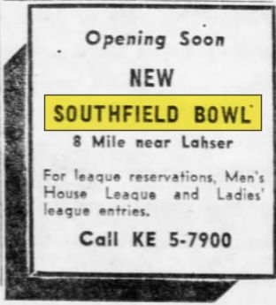 Southfield Bowl - Apr 1959 Opening